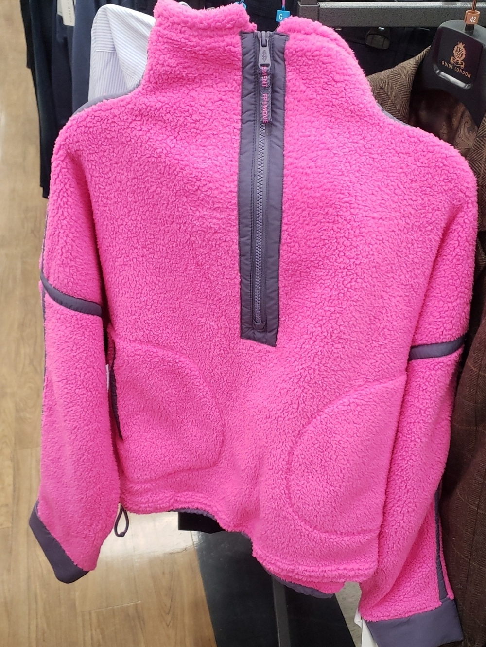 FP Movement by Free People Bright Pink Sherpa Half-Zip Pullover